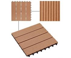 Tidyard 11 Unidades Suelo Exterior de WPC,Baldosas Terraza Exterior para Porche Patios Balcones Baños Piscina o SPA,Resistentes al Agua,30x30cm 1m² Teca