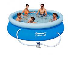 Bestway Fast Set Piscina Auto montable y depuradora, Azul, 305x76 cm Modelo 2019