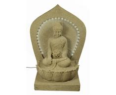 Fuente de Agua Decorativa de Exterior Buda en Trono con Leds Esculturas Resina. 58 x 37 x 80 cm.
