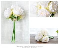 ZUMUii - Ramo con 5 Flores Artificiales, peonias, Couleur Blanc cass¨¦