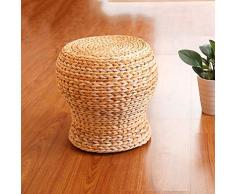 TESSKy Pastoral Rattan otomana Puf Puf Resto del Asiento Hecho a Mano de Calzado Cambio de bambú Banco Color sólido Antiguo Rural Gazebo Pouffe heces for el hogar Dormitorio Sala de Maquillaje