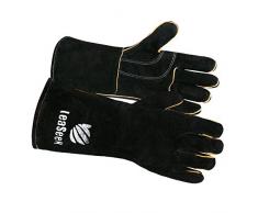 Piel Por leaseek – Guantes de barbacoa resistente al calor y retardante de llama soldadura guantes y chimenea guantes y guantes de parrilla y barbacoa guantes, Heavy Duty, Negro – 14