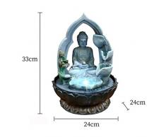 Fuente de Agua Eléctrica de Escritorio Fuente de Buda - Fuente de agua de mesa de Buda de 13 pulgadas for decoración de hogar y oficina, escultura decorativa con luz LED y bola giratoria for mantener