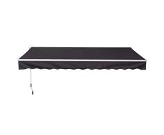 Outsunny Toldo Manual Plegable de Aluminio Toldo Balcón Patio Terraza con Manivela Resistente al Agua Protección Solar UV para Jardín Exterior 3.5x2.5m Aluminio Acero Tela de Poliéster