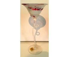 Candelabro para bola velas de cristal a pie largo y decorativo, candelero, soporte de vidrio soplado a boca en colour blanco,rosa, viola, claro, altura aprox. 26-29 cm, disenado y fabricado por Oberstdorfer Glashütte