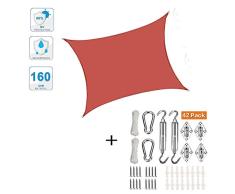 XXJF Sombra Cuadrado Toldos Exterior Rectangular Protección Rayos UV Toldo Vela Vela Solar En Poliéster Resistente A para Jardín Patio Piscinas Exteriores Jardín (Color : Orange Red, tamaño : 3x6m)