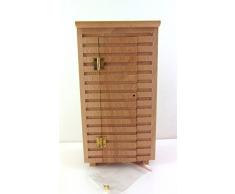 Caseta de jardín pequeña de madera natural sin acabar escala 1:12 en miniatura para casas de muñecas