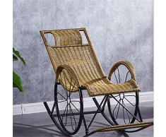 ZMXZMQ Silla Mecedora Relax, Silla Lounge, Silla Mecedora para Patio Mimbre De Ratán Reclinador para Uso Al Aire Libre En El Interior Silla De Jardín Patín,Champagne
