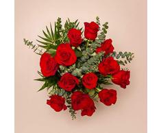 Ramo de 15 Rosas Rojas - Lyon - Envío de Ramos de Flores Naturales a Domicilio 24H Gratis - Flores Frescas - Tarjeta dedicatoria incluida de Regalo - Caja Especial para Ramos de Flores Naturales…
