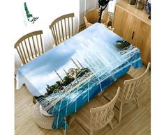 WYRRIG Cubiertas De Mesa De Fuente De Arquitectura Europea Limpiar Limpiar Limpiar Mantel Rectangular Impermeable para Jardín Cocina Exterior O Interior De Mármol, 140X220Cm