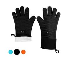 Silicona BBQ Guantes - Double Elite Resistente al Calor Guantes de Cocina para Horno, Barbacoa y Parrilla Guantes, 1 Par,Negro