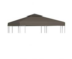 vidaXL Toldo de Cenador 2 Niveles 310 g/m² 3x3 m Gris Topo Pabellón Patio Casa