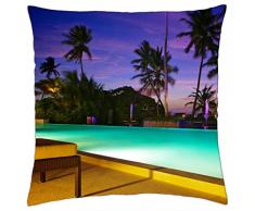 Luces de la piscina por la noche - Funda de cojín (18