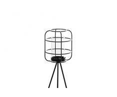 LIFA LIVING Juego de 2 modernos portavelas de pie | Candelero de pie con Jaula de Metal Estilo Vintage | Color Negro