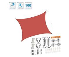 XXJF Toldo Vela Toldos Exterior Rectangular UV Solar Protección PES , Resistente Desgarro Y,protección Patio Exteriores Jardín Exteriores, Jardín, (Color : Orange Red, tamaño : 3x3m)