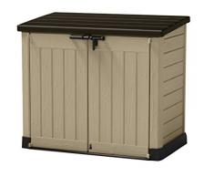 Keter - Cobertizo de almacenamiento para jardín de plástico al aire libre, Beige/Marrón, 145.5 x 82 x 125 cm (L x H x W)