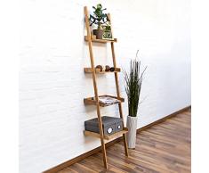 Relaxdays – Estantería Estilo Escalera de bambú, 4 estantes: 176 x 44 x 37 cm, para salón, Cuarto de baño, Almacenamiento, Sala de Estar, Cocina, decoración, Oficina, Naturaleza