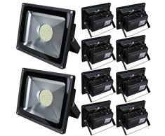 Pack of 10,Luz 50W SMD Foco LED Proyector de exterior - Blanco cálido