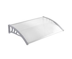 MCTECH 120 x 90 cm Marquesina Toldo para terrazas Tejadillo de protección para puertas y ventanas, gris
