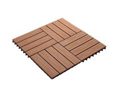 UnfadeMemory Pack of 11 uds Antideslizante Baldosas de Terraza Exterior de WPC de Relieve Profundo para Patio Jardín Terraza Balcón Baño Piscina o SPA,Cada Uno 30x30cm,1 m² en Total (Marrón Claro)