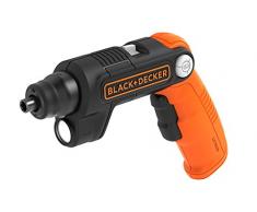 Black+Decker BDCSFL20C-QW Atornillador con Batería de Litio, 5 Nm, 180 Rpm, Funciona Tambien Como Linterna LED de Bolsillo 35 Lúmenes, Incluye 2 Puntas y Cargador, 3.6 V