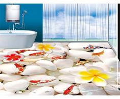 WH-PORP papel pintado Personalizado 3D Pintura de piso Mural Foto Papel tapiz 3D Adoquín Nueve peces Juguetón Creativo Piso Mural Azulejos Sala de estar Baño Pvc Autoadhesivo Impermeable-128cmX100cm