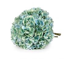 T4U Ramo de Hortensia Flores Artificiales de Seda - 3 Cabezas, Plantas Plastico Decorativas de Imitación para Arreglos Florales para el Hogar, la Oficina o Las Bodas