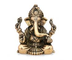 CraftVatika Ganesh Estatua Golden acabado latón Ganesha Escultura éxito Señor Ganpati Idol dios hindú religioso figura decorativa