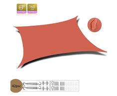 XXJF Sombra Cuadrado Toldos Exterior Rectangular UV Solar Protección Resistente E Lmpermeable,toldo Vela De para Jardín Patio Piscinas Exteriores Jardín (Color : Orange Red, tamaño : 3.5x5m)