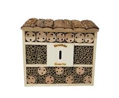 Dehner Hotel para Insectos Natura Andrena, Aprox. 29.5 x 9.5 x 28.5 cm, Madera de Pino, Abeto/bambú/contrachapado, Natural