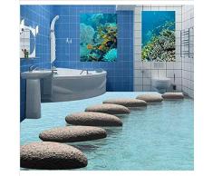 Paisaje Pintura de suelo Pintura de suelo 3D Papel tapiz de agua Piedra Adoquín Baño Pintura de suelo 3D Pvc Papel tapiz de suelo 200X140Cm