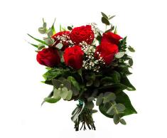 Ramo 6 rosas rojas - Ramo San Valentín enamorados - Flores Entrega 24h con tarjeta dedicatoria incluida