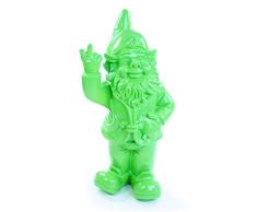 Stone-Lite Figura - Enanito de jardín haciendo la peineta - Regalo divertido - Verde - 20 cm