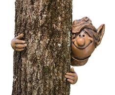 Juego de puntas y piezas-Escultura de Garden peeker Elf Tree Hugger Árbol de exteriores, diseño de Whimsical Jardín Decoración