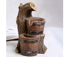 Estatuas Fuente de Mesa,Decorativo de Mesa Fuente de Agua de pequeño Barril Decoración de Resina Agua Decoración de hogar acuático Turbina eólica Joyería Creativa Regalos de Empresa-A 10.6pulgada