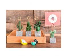 Chytaii Pinza Soporte para Fotografías Tarjetas Notas EtiquetasTarjeta Memo Foto de Mesa Base de Resina y Pinza de Acero Inoxidable Decoración de Mesa Boda Diseño de Plantas Animales 11.5 * 4CM