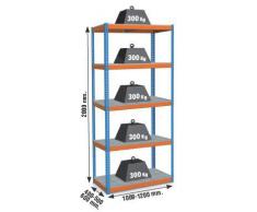 Estantería Metálica Kit Bricoforte Metal 1006-5 galvanizado, 2000x1000x600, 5 estantes, Simonrack