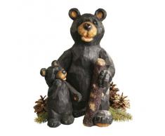 Design Toscano by Blagdon JE228500 - Figura decorativa (resina), diseño oso y cría en el bosque, color negro