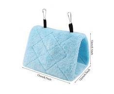 TOPINCN Peonía Loro Hamaca Aves Nido Cálido Suave Felpa Hamaca Colgando Carpa Jaula para Pájaros Loro Invierno Cálido Cama Mascota Juguete Bolsa Algodón Cama(S- Azul)