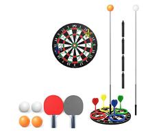 Juego para Entrenador de Tenis de Mesa + Juego de Anillos de Dardos, Juego de Anillos de Dardos Juego de Tenis de Mesa multifunción extraíble para Entrenador de Tenis de Mesa