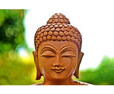 Liquidación de almacén- Mano de madera tallado Estatua de Buda - Buda Decoración - Madera Escultura de Buda Alzar la mano en gesto de bendición ( 8 pulgadas Abhaya )