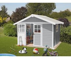 caseta cobertizo de resina jardin grosfillex deco7 7.53 m2 color gris claro