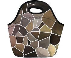 Fiambrera,Cálculo Marrón De La Pared De Piedra Adoquín Adoquín Bolsas De Refrigerador Reutilizables De Color Café Bolso De Picnic Térmico Aislado Para Viajes, Escuela, Aire Libre, Trabajo