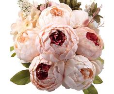 Ramo de peonías artificiales Amkun. Flores de seda para decoración del hogar o bodas, 1 unidad