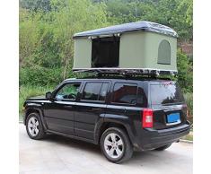 LMHX Cáscara Dura Tienda de Techo Coche 2-3 Personas, con Escalera Plegable de Aleación de Aluminio, Carpa Verde + Cáscara Negra