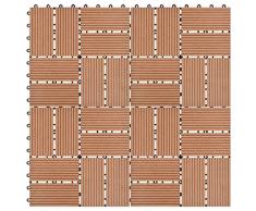 UnfadeMemory Pack de 11 uds Baldosas Terraza Exterior de WPC para Jardín Balcon Patio Porche Baño,Cada Uno 30x30cm,1 m² en Total (Marrón, Patrón 3)