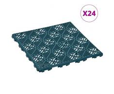 UnfadeMemory Pack of 24 uds Losetas para Suelo de Plástico para Interior o Exterior Jardín Garaje Terraza Patio,Resistente a la Intemperie,Cada Uno 29x29x0,8cm (Verde Oscuro)