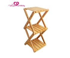 Estantería para flores de tres capas, soporte para flores, escalera para plantas, soporte para plantas, de bambú, plegable.