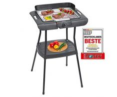 Bomann BQS 2244 CB Barbacoa eléctrica con patas, parrilla cromada de 35.5 x 24.5 cm, 2000 W, Metal, Negro