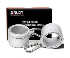 Anley? Anillos de Montaje de Asta de Bandera de Aluminio, Contraenrollamiento 360° con Mosquetón para Asta de Bandera de 2,5 cm de Diámetro (Plateado, Paquete de 2)